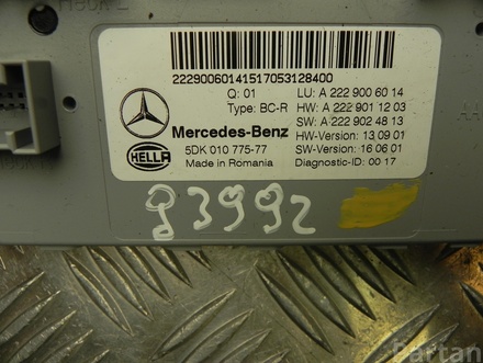 Mercedes-Benz A 222 900 60 14 / A2229006014 GLC (X253) 2017 Sterownik podwozia BCM FEM SAM BSI